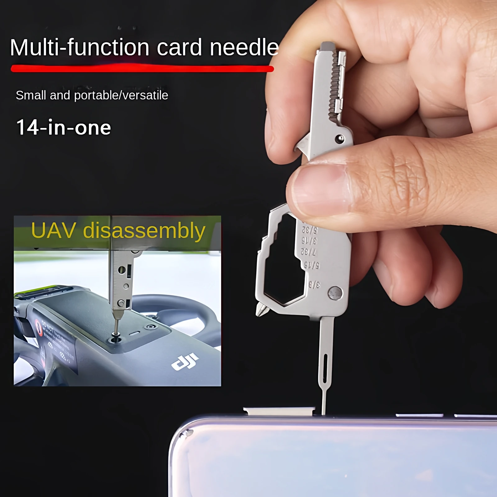 Home Security Drones - Mini llavero multifuncional, tarjeta de herramienta,
