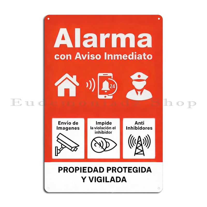 Letrero Metálico Retro de 24h  - Home Security With Alarm reseña y precio