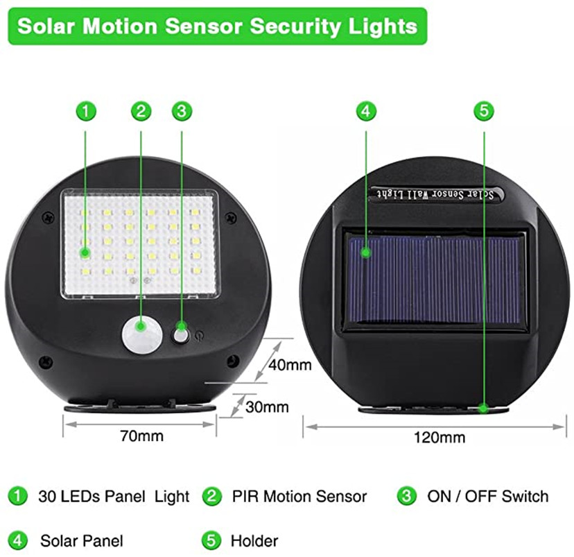 Luces Solares de 30 LED, Lámpa - Home Security Lights Outdoors reseña y precio