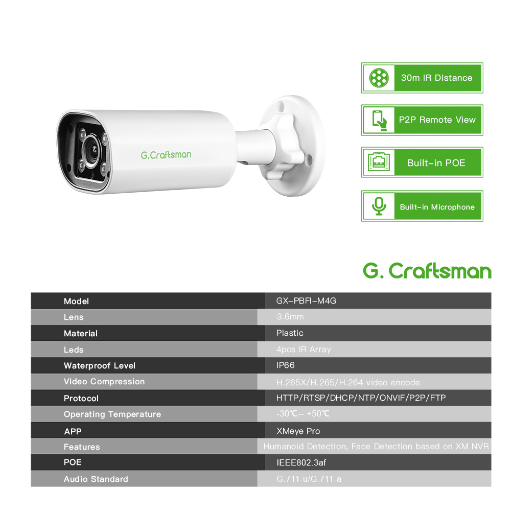 Cámara IP POE C GC PB 4MP, Mic - Home Security Camera Installation reseña y precio
